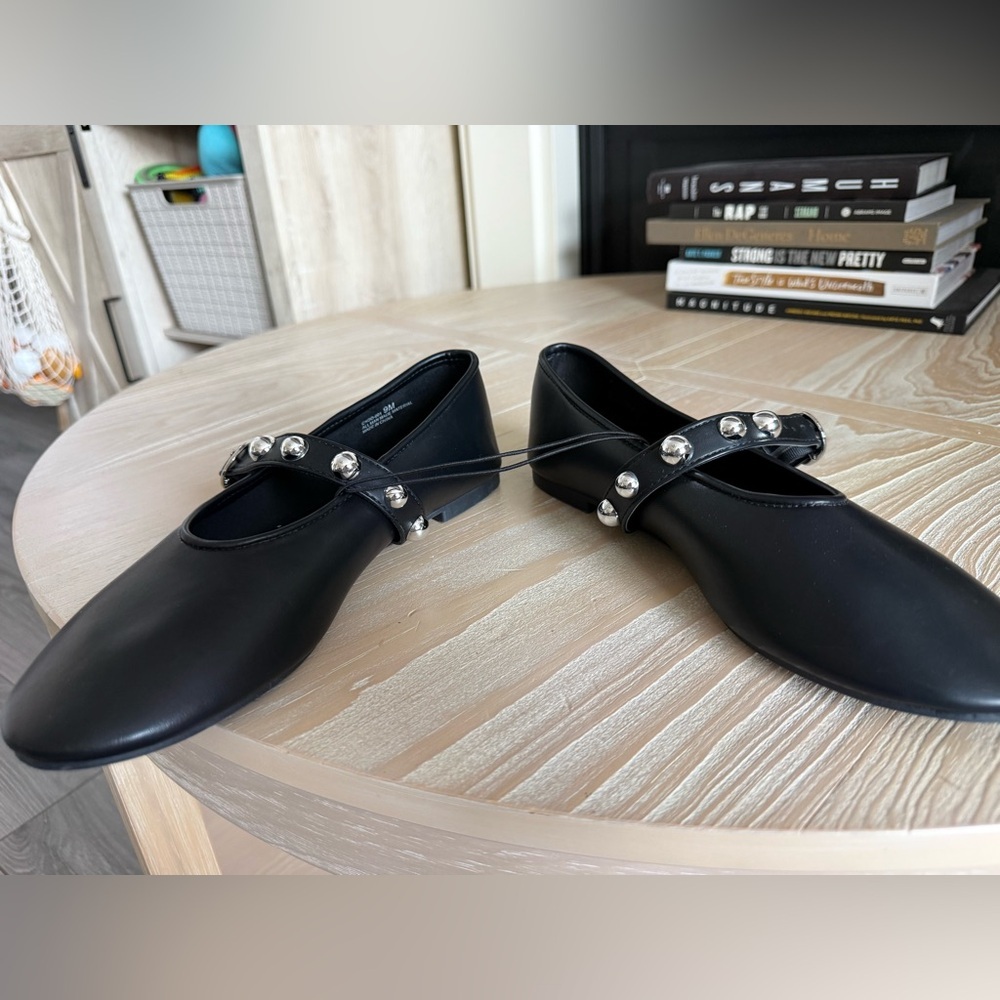 CL by Laundry|Women’s Black Balletcore Flats with Silver Buckle & studded detail - Picture 9 of 12